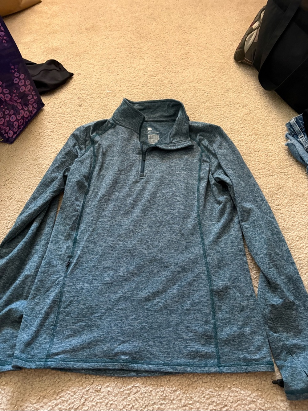 all in motion Heathered Dark Teal Crew-Neck Top